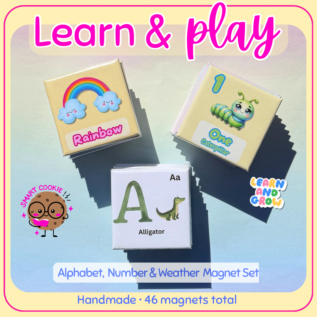 Learn & Play Magnet Bundle – Alphabet + Number & Weather Sets (46 Magnets)