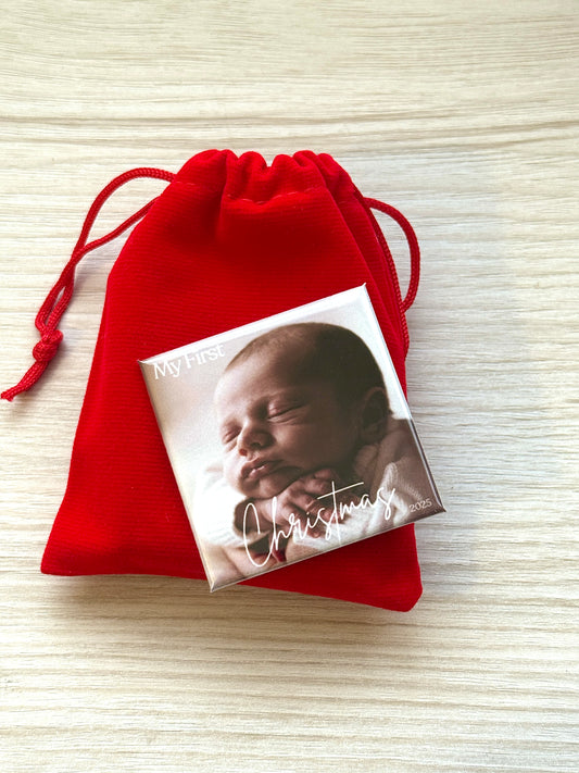 2"x 2" Baby’s First Christmas Photo Magnet
